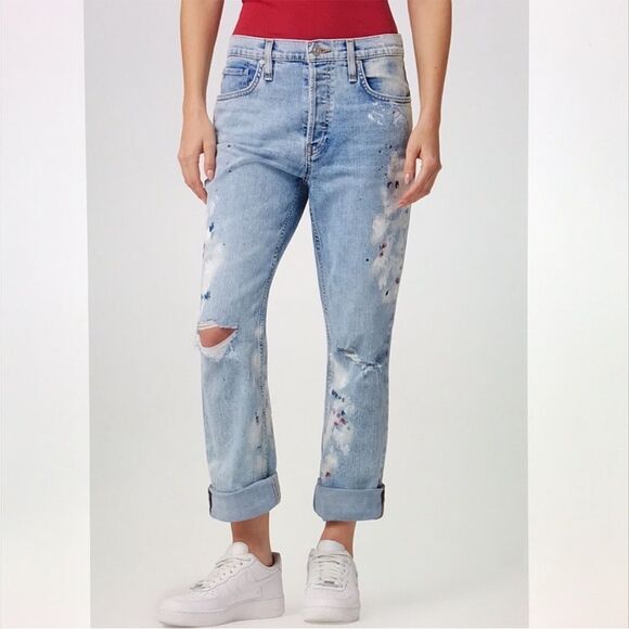 Hudson Womens Size 26 Thalia 90s Loose Paint Distressed Jeans - Picture 5 of 16